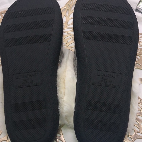 ULTRAIDEAS Knit and Faux Fur Mule Slides Bedroom Slippers Size 6.5-7.5 - Picture 9 of 10